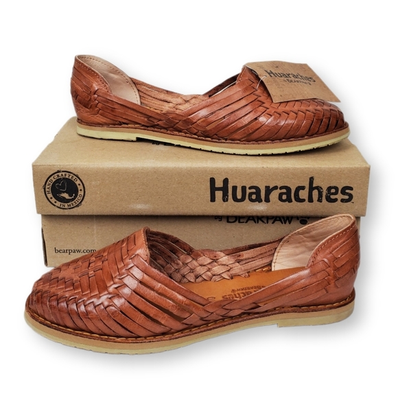 BearPaw Shoes - Huaraches by Bearpaw Flats Silvia Luggage Brown Leather Woven Women's Size 10 M